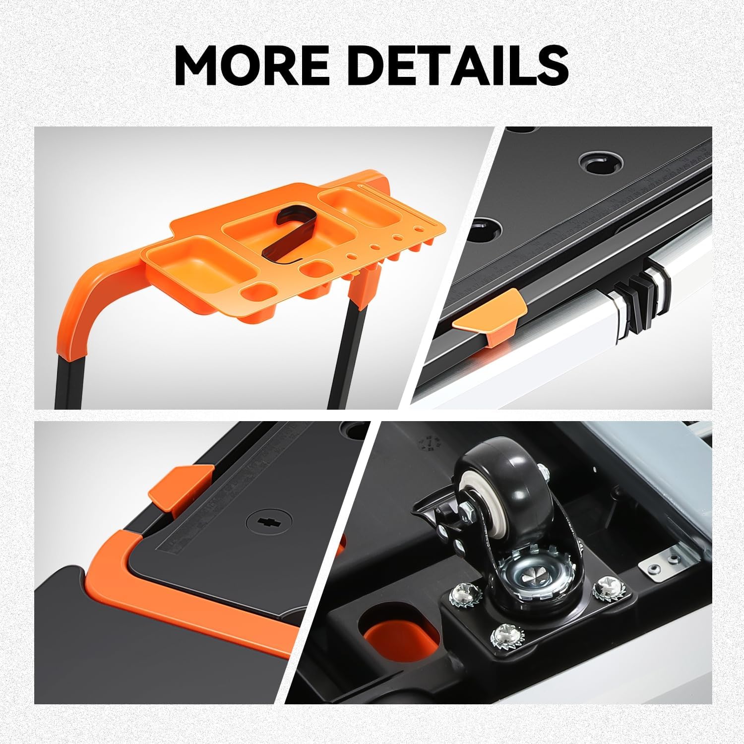 7-in-1 Folding Portable Workbench with Wheels, Multi-Functional Work Table Converts to Scaffold, Platform, Sawhorse, Car Creeper & Hand Truck