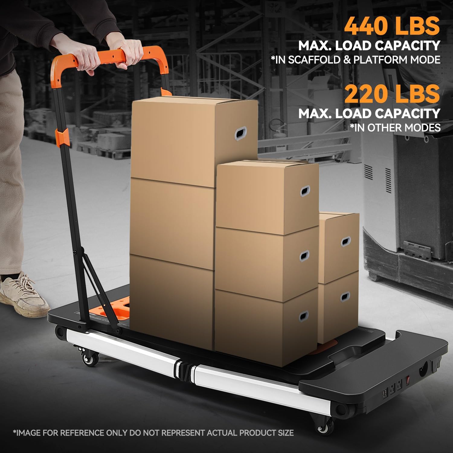 7-in-1 Folding Portable Workbench with Wheels, Multi-Functional Work Table Converts to Scaffold, Platform, Sawhorse, Car Creeper & Hand Truck