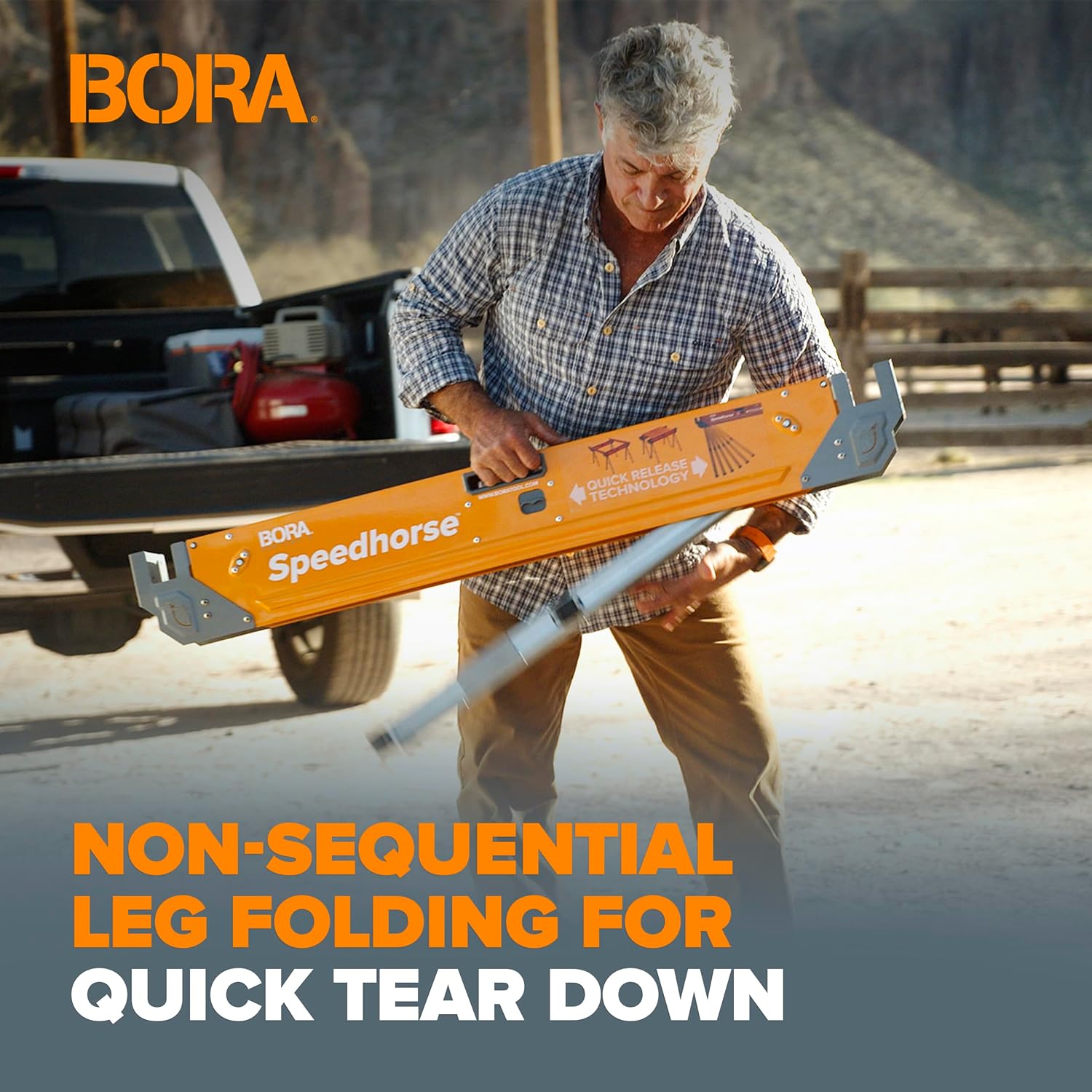 Heavy-Duty Speedhorse Sawhorse Pair, Folding Leg Work Table Stands with Metal Tops for 2x4 Support – Professional Saw Horses for Woodworking, Carpentry, and Construction