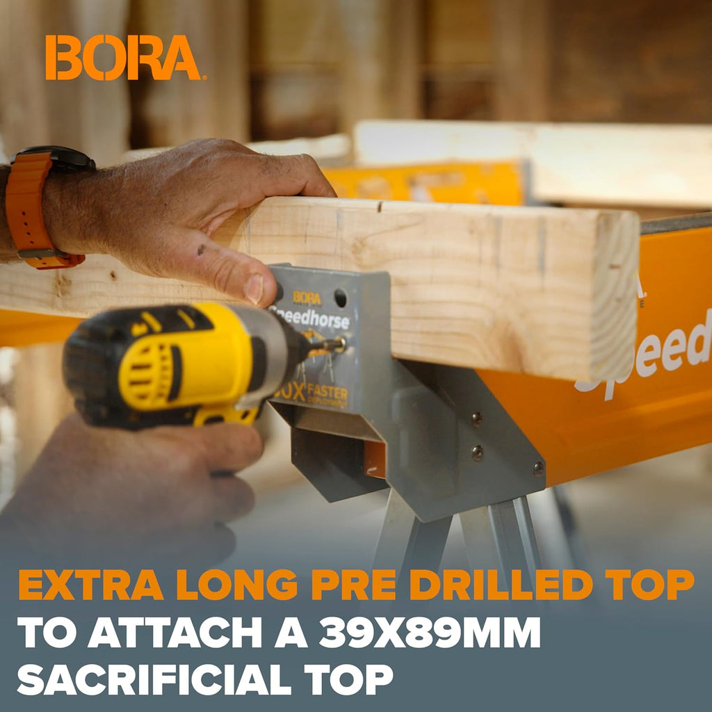 Heavy-Duty Speedhorse Sawhorse Pair, Folding Leg Work Table Stands with Metal Tops for 2x4 Support – Professional Saw Horses for Woodworking, Carpentry, and Construction